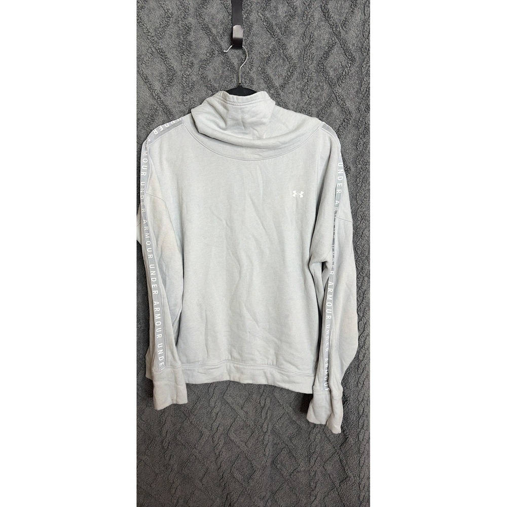 Under Armour Women's XL Light Gray Logo Tape Trim Athletic Hoodie Stylish